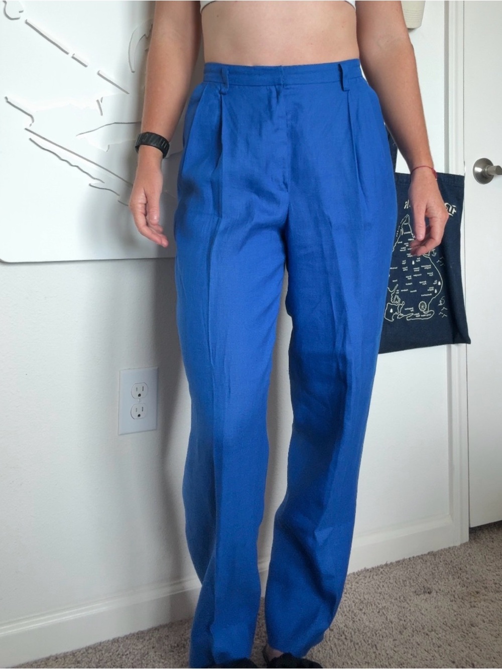 Vintage Ellen Tracy 100% Linen High-Waist Pleated Trousers